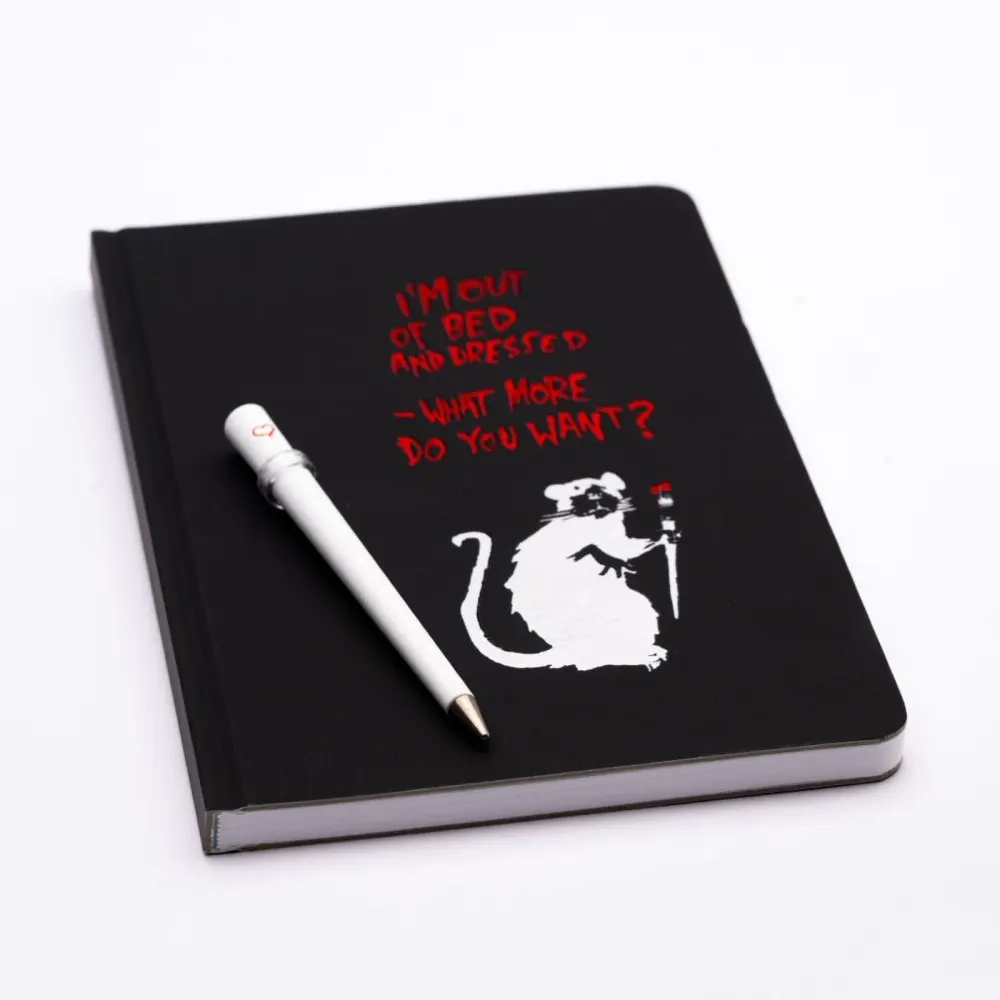 Бележник Pininfarina - Banksy Collection, Rat Black, A5, с вечно-пишещо средство Primina - 3