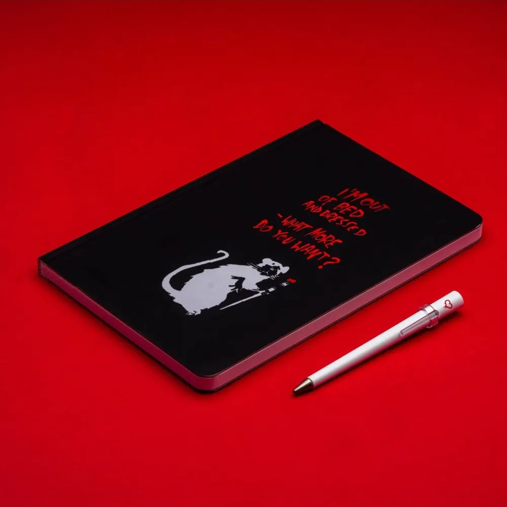 Бележник Pininfarina - Banksy Collection, Rat Black, A5, с вечно-пишещо средство Primina - 4