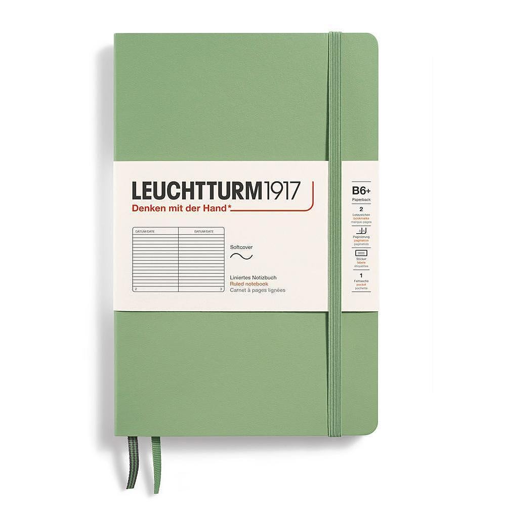 Тефтер B6+ Leuchtturm1917 Notebook Paperback Sage, меки корици, на редове