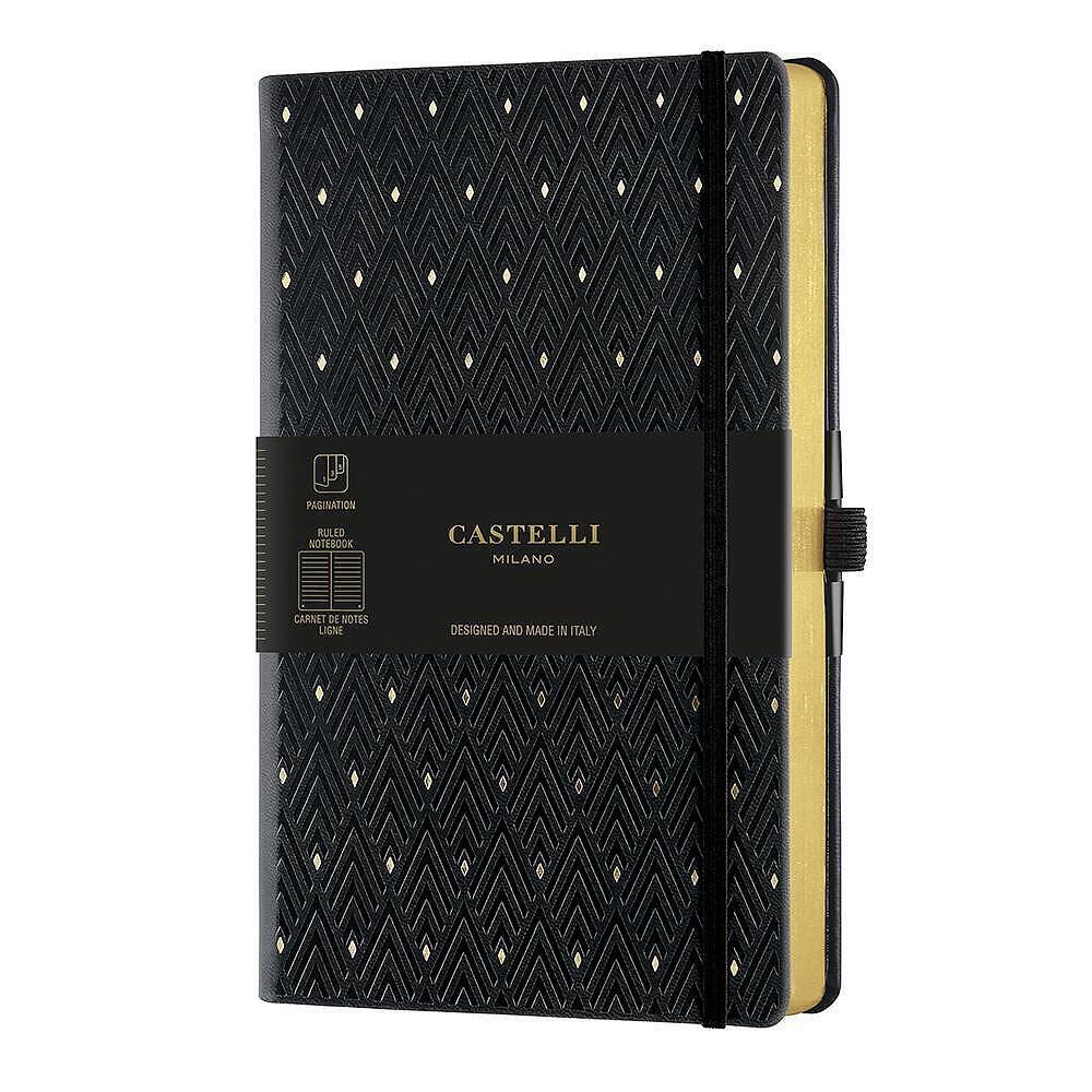 Тефтер Castelli Milano C&G - Diamonds Gold, 13см x 21см, на редове