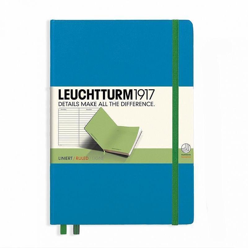 Тефтер А5 Leuchtturm1917 BiColore Edition Azure-Lime, твърди корици, на редове