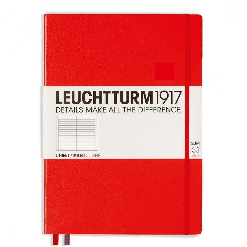 Тефтер А4+ Leuchtturm1917 Notebook Master Slim Red, твърда корица, на редове