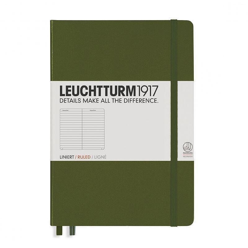 Тефтер А5 Leuchtturm1917 Notebook Medium Army, твърди корици, на редове