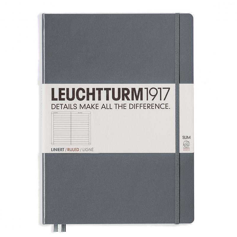 Тефтер А4+ Leuchtturm1917 Notebook Master Slim Anthracite, твърда корица, на редове