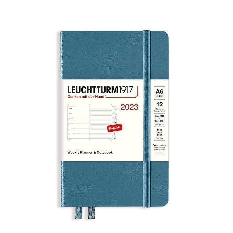 Тефтер А6 Leuchtturm1917 Weekly Planner & Notebook Pocket 2023, Stone Blue