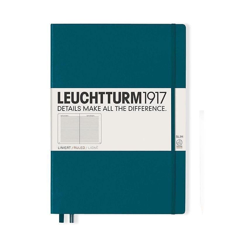 Тефтер А4+ Leuchtturm1917 Notebook Master Slim Pacific Green, твърда корица, на редове