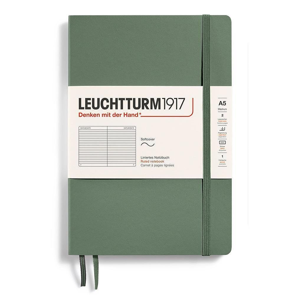 Тефтер A5 Leuchtturm1917 Smooth Colors Collection - Olive, мека корица, на редове