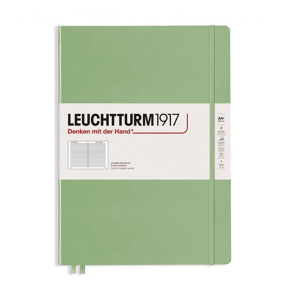 Тефтер А4+ Leuchtturm1917 Notebook Master Slim Sage, твърда корица, на редове