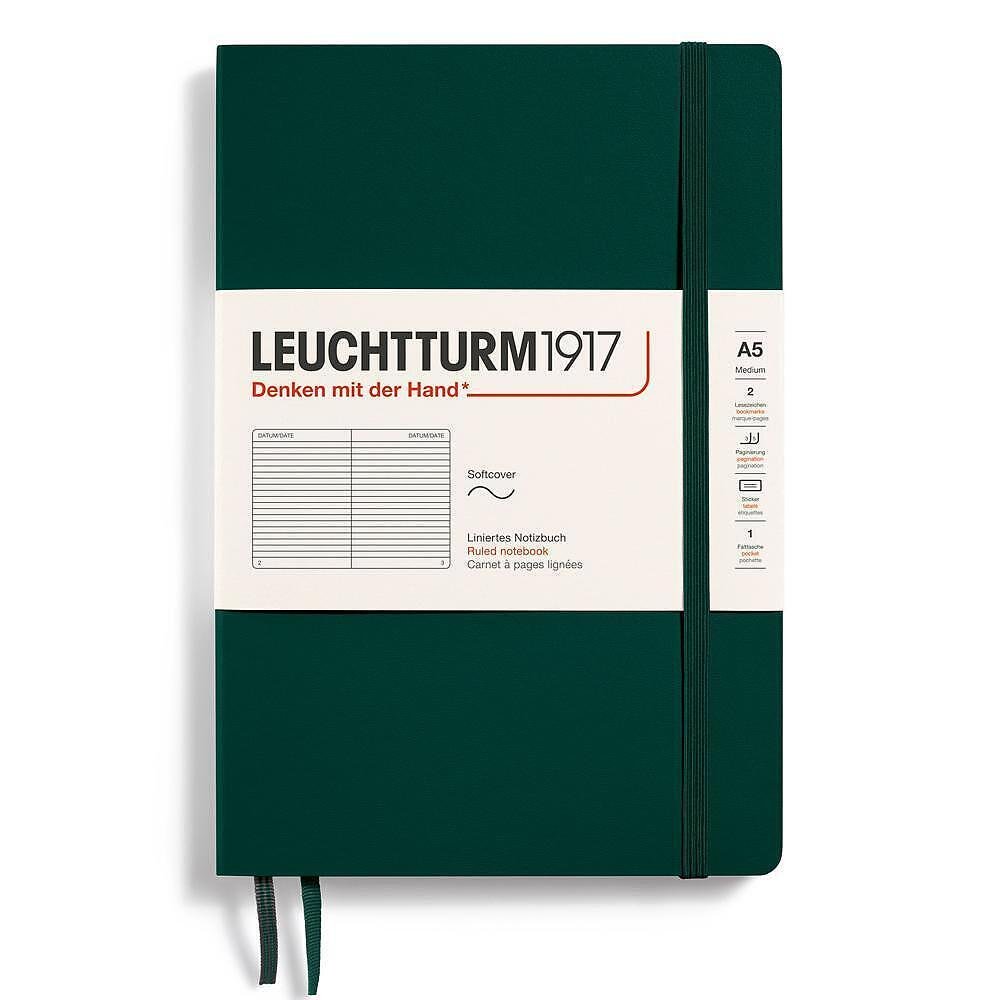 Тефтер A5 Leuchtturm1917 Natural Colors Collection - Forest Green, мека корица, на редове
