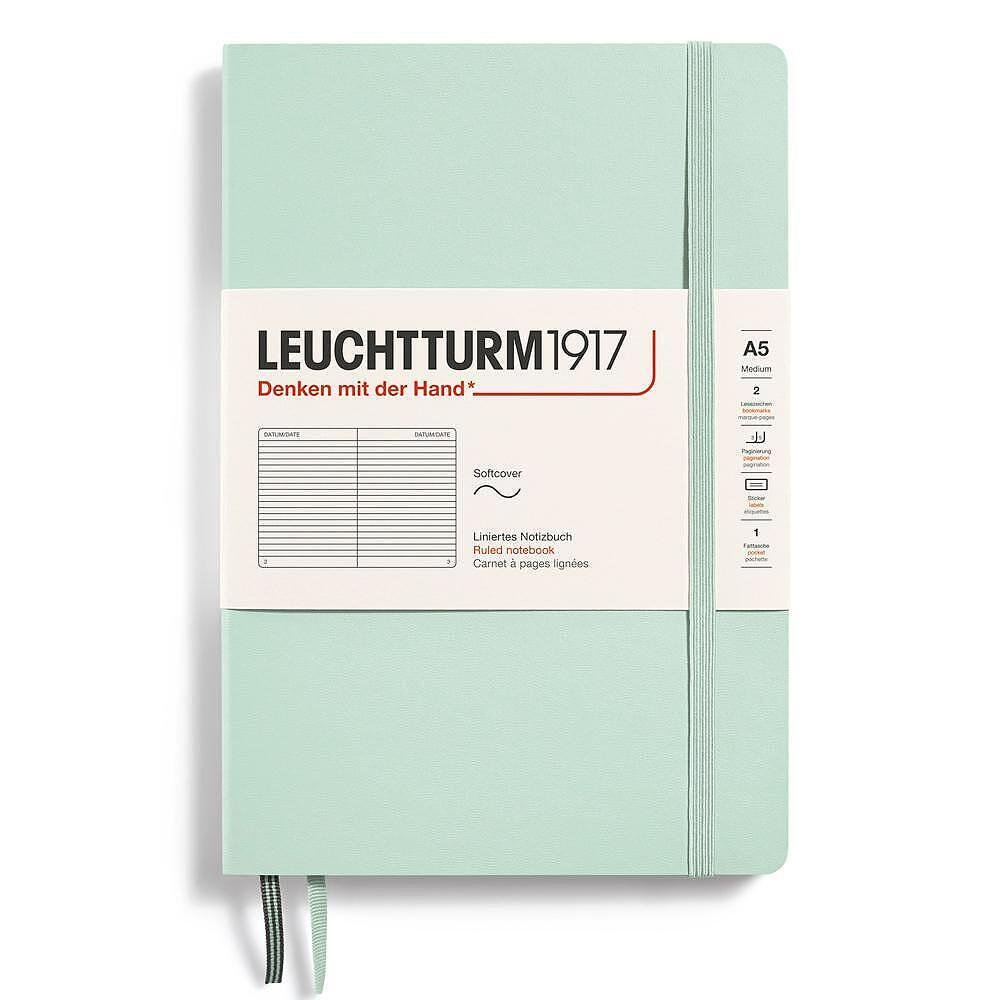 Тефтер A5 Leuchtturm1917 Natural Colors Collection - Mint Green, мека корица, на редове