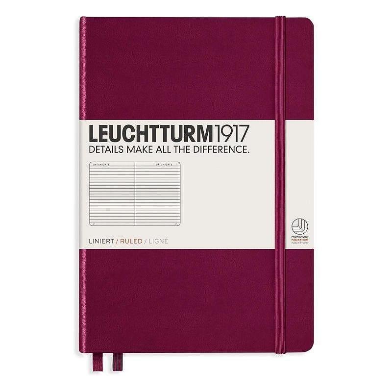 Тефтер А5 Leuchtturm1917 Notebook Medium Port Red, твърди корици, на редове