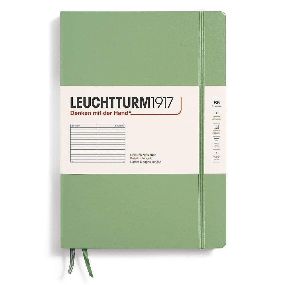 Тефтер B5 Leuchtturm1917 Notebook Composition Sage, твърди корици, на редове