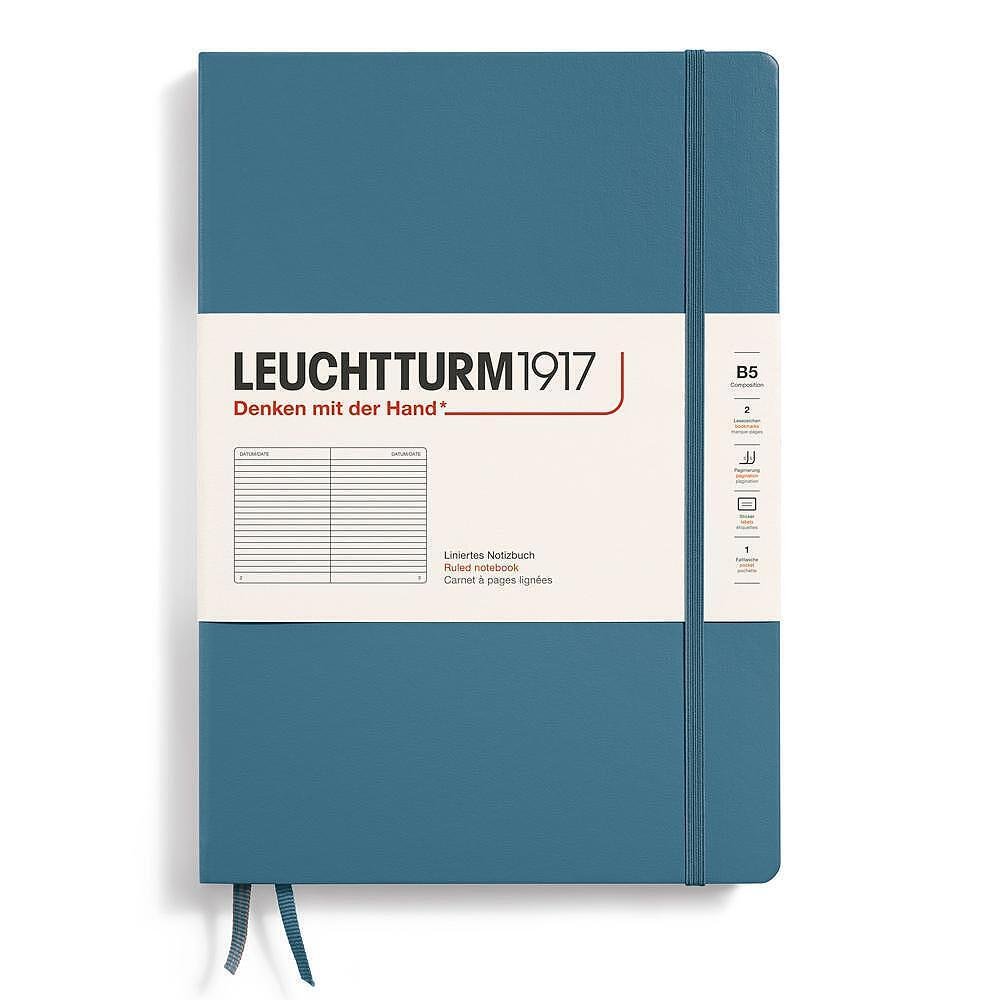 Тефтер B5 Leuchtturm1917 Notebook Composition Stone Blue, линиран, твърди корици