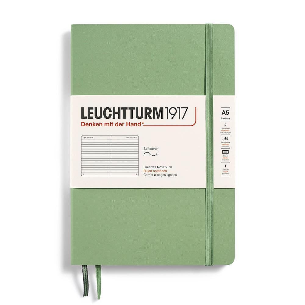 Тефтер А5 Leuchtturm1917 Muted Colors Collection - Sage, мека корица, на редове
