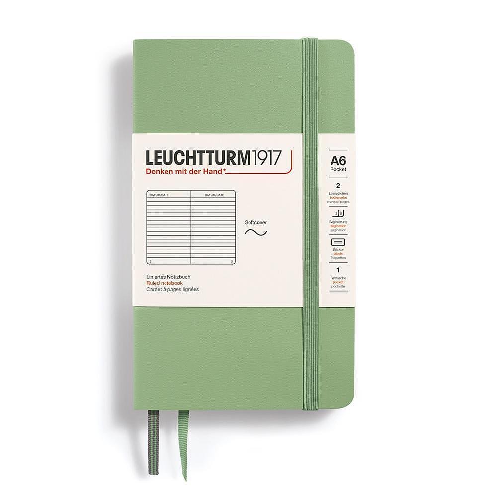 Тефтер А6 Leuchtturm1917 Notebook Muted Colors - Sage, мека корица, на редове