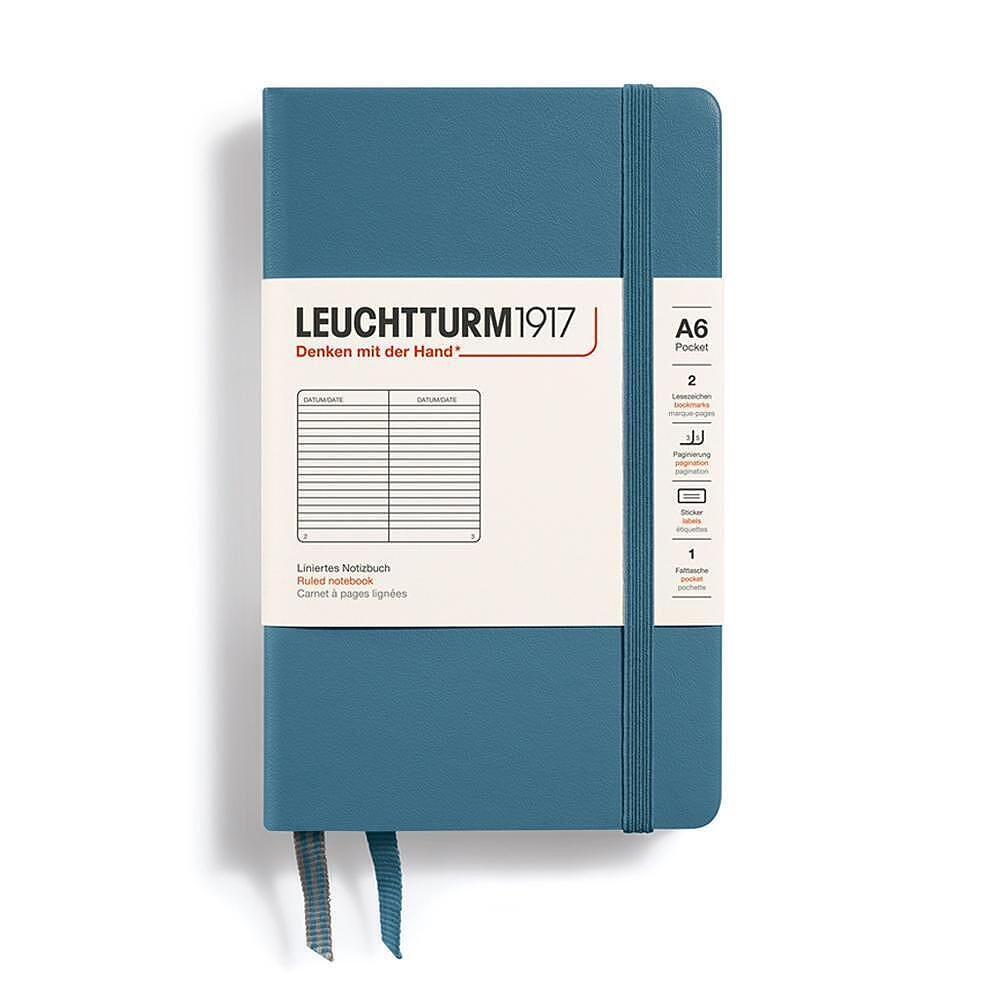 Тефтер А6 Leuchtturm1917 Notebook Rising Colors -  Stone Blue, твърда корица, на редове