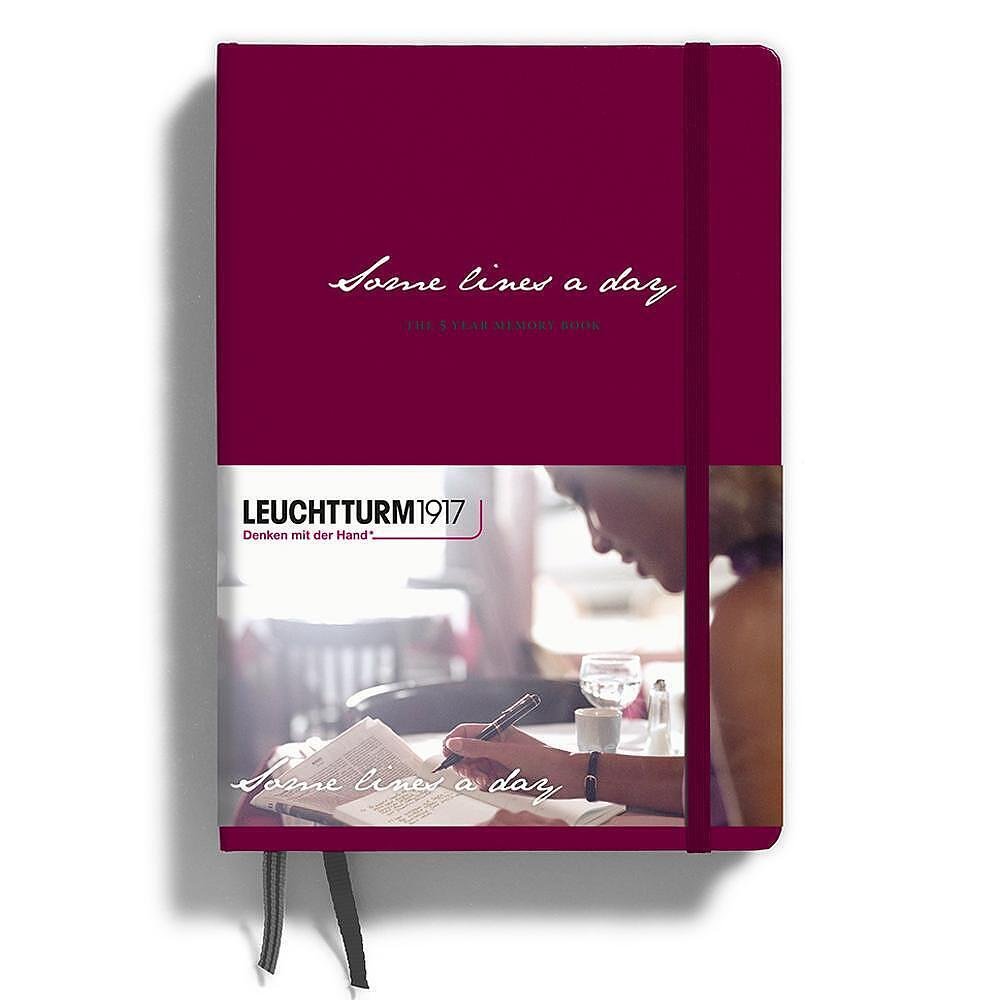 Тефтер А5 Leuchtturm1917 Some Lines a day - 5 години, Port Red, твърди корици