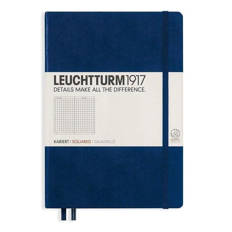 Тефтер А5 Leuchtturm1917 Notebook Medium Navy Squared, твърди корици