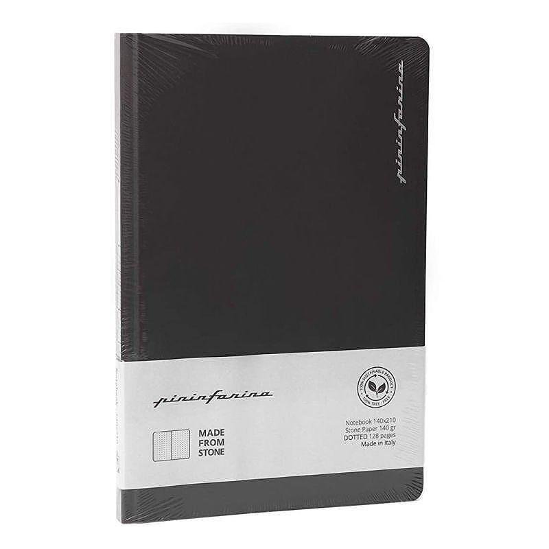 Тетрадка Pininfarina Stone Paper, каменна хартия, на точки, черна