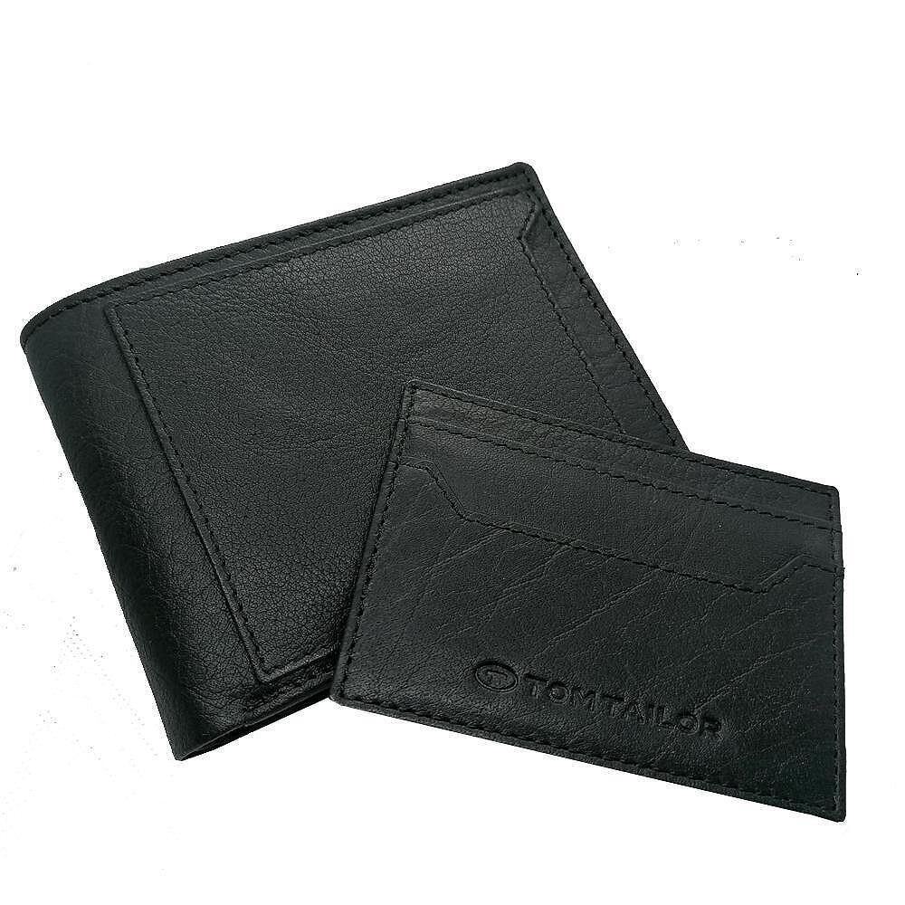 Комплект Tom Tailor Black - мъжки портфейл с RFID защита и калъф за кредитни карти