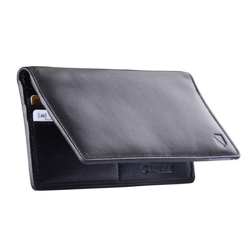 Вертикален портфейл Silent Pocket - SPW-V2CBBL, с RFID защита, черен