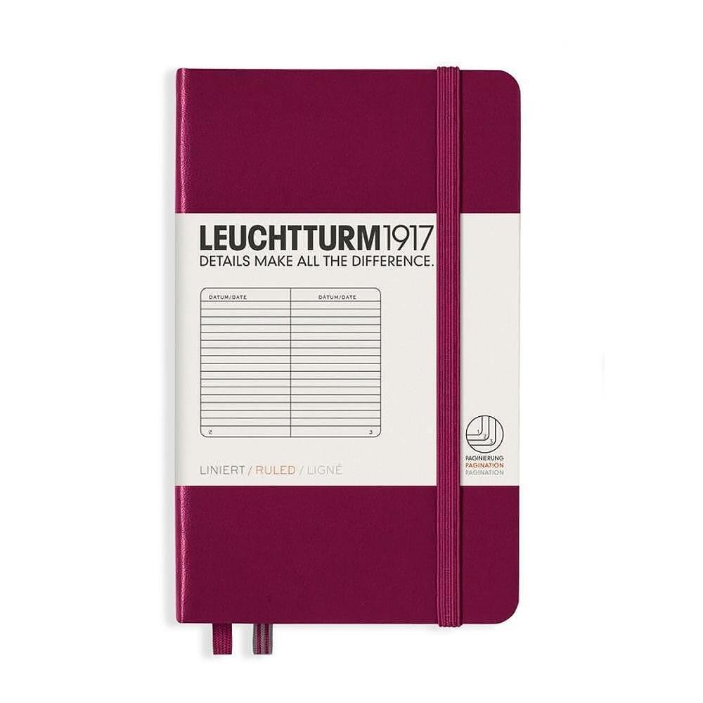 Тефтер А6 Leuchtturm1917 Notebook Pocket Port Red, твърди корици, на редове