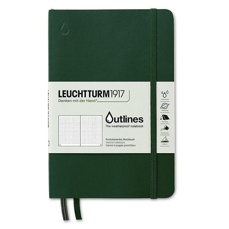 Тефтер Leuchtturm1917 - Outlines, B6+, на точки, зелен, меки корици, водоустойчив