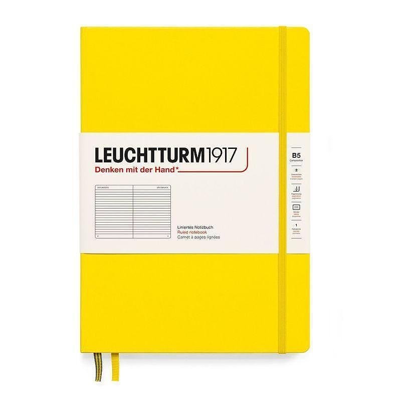 Тефтер B5 Leuchtturm1917 Notebook Composition, твърди корици, Lemon, редове