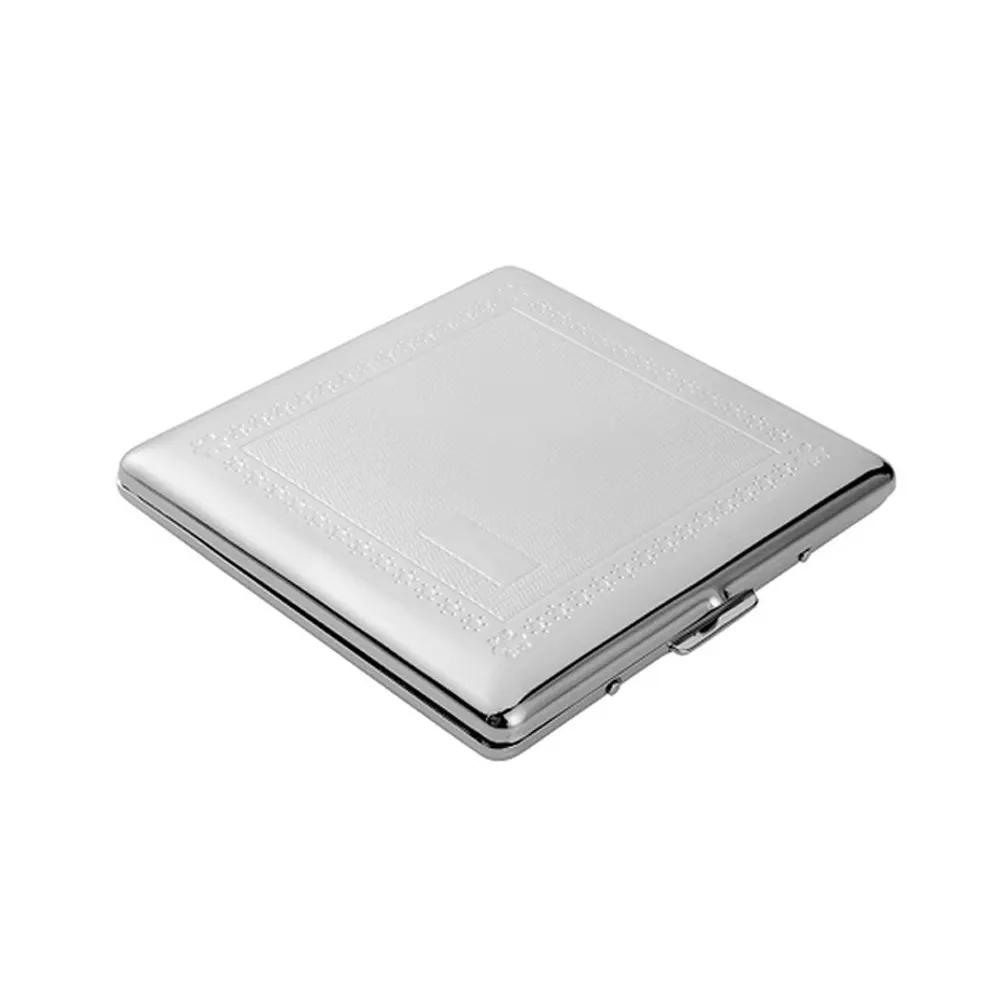 Стилна табакера Angelo chrome с флорални мотиви за 10 цигари