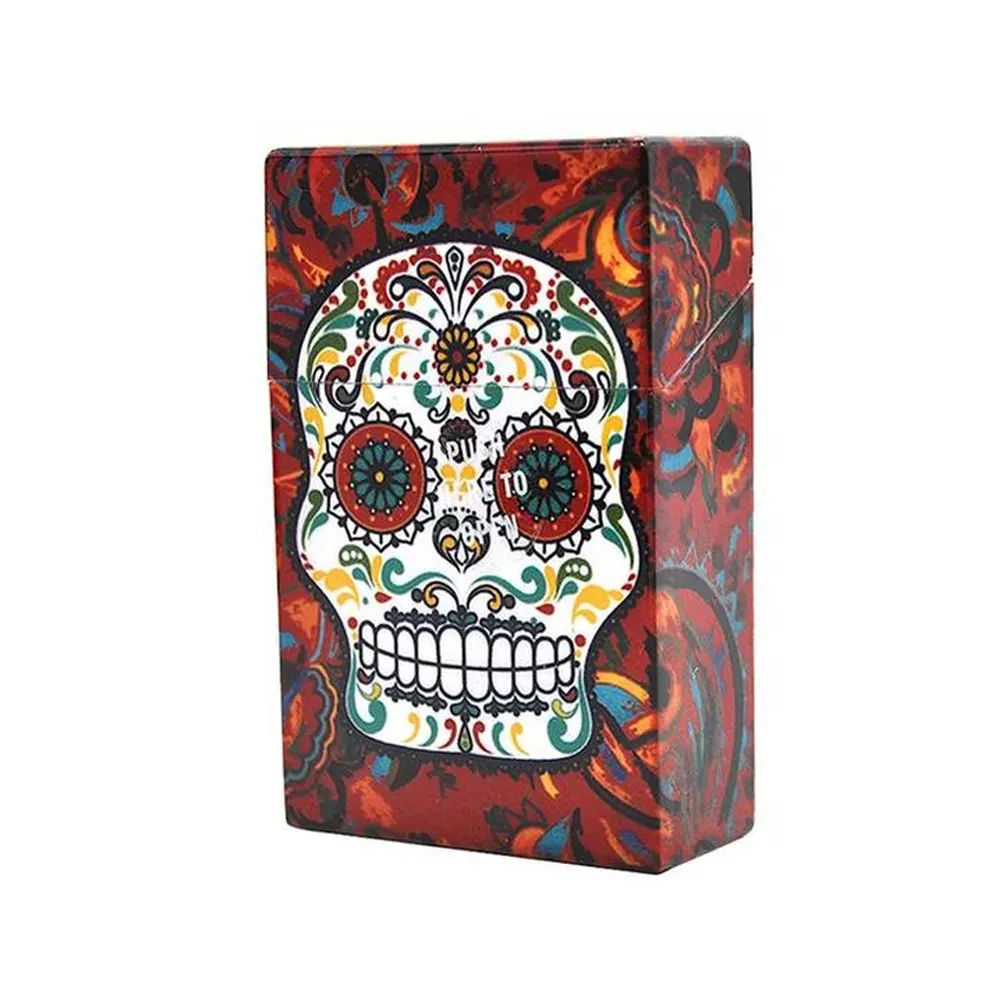 Калъф Skull за цигарена кутия, червен