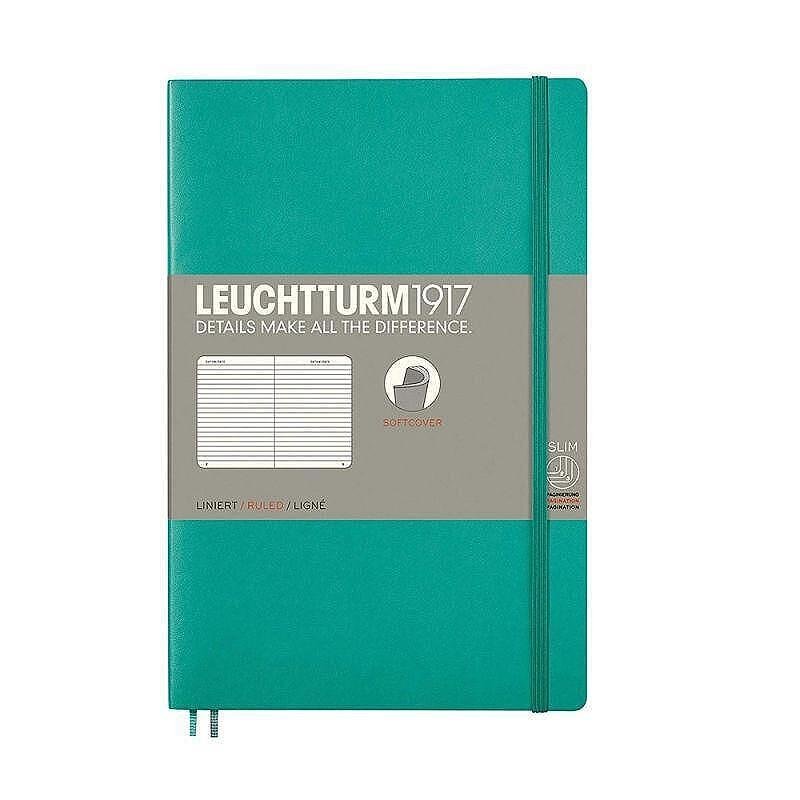 Тефтер B6+ Leuchtturm1917 Notebook Paperback Emerald, мека корица, на редове