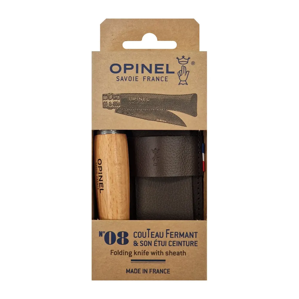 Сгъваем нож Opinel Inox №8 + кожен калъф