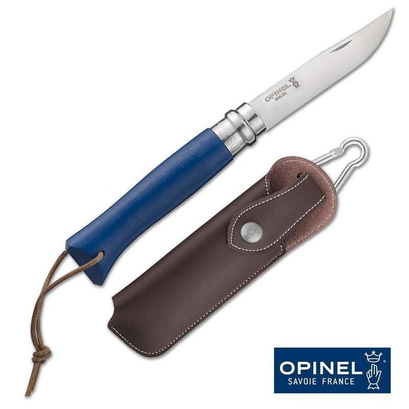 Opinel №08 Trekking, син, с кожена кания