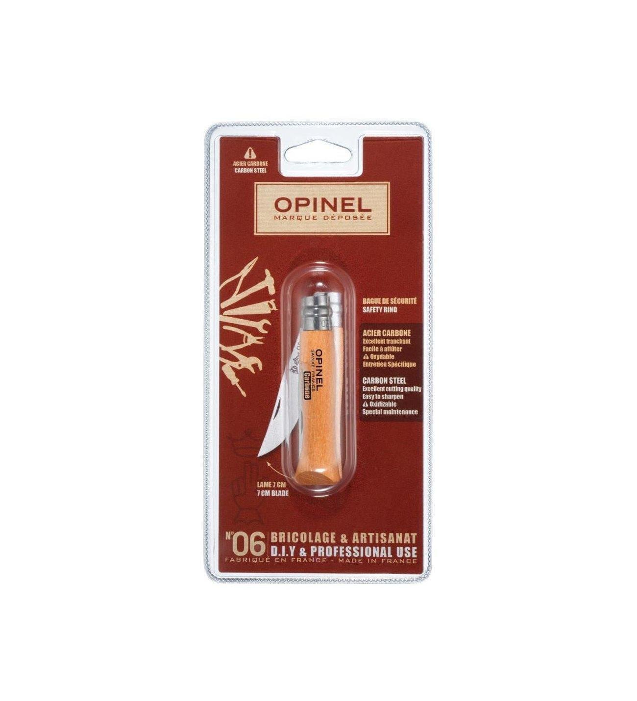 Сгъваем нож Opinel №6 Carbone, острие 7 см, в блистер