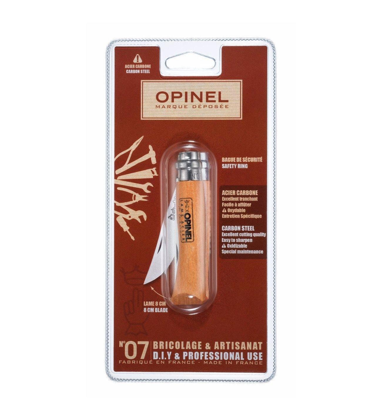 Сгъваем нож Opinel №7 Carbone, острие 8 см, в блистер