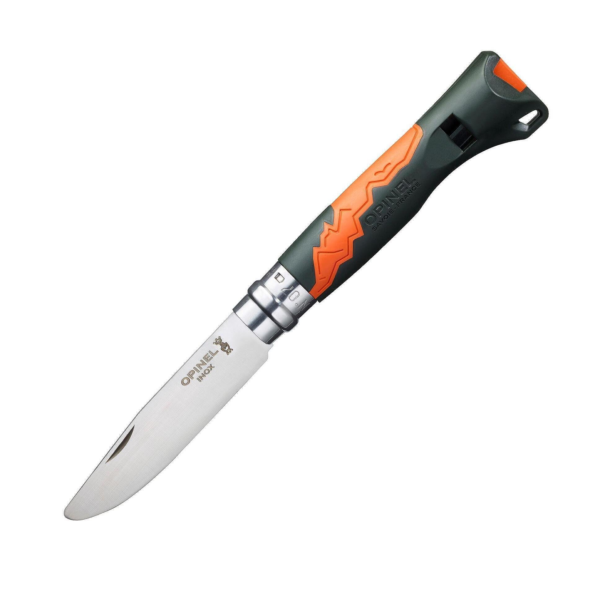 Детски сгъваем нож Opinel №7 Outdoor Junior Khaki, острие 8 см, SOS свирка