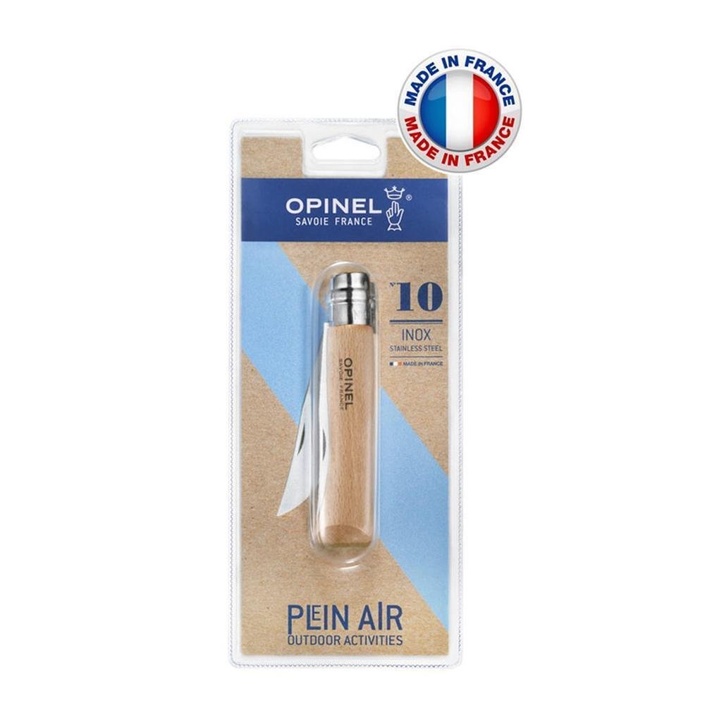 Сгъваем нож Opinel №10 Plein Air Inox, острие 10 см, в блистър