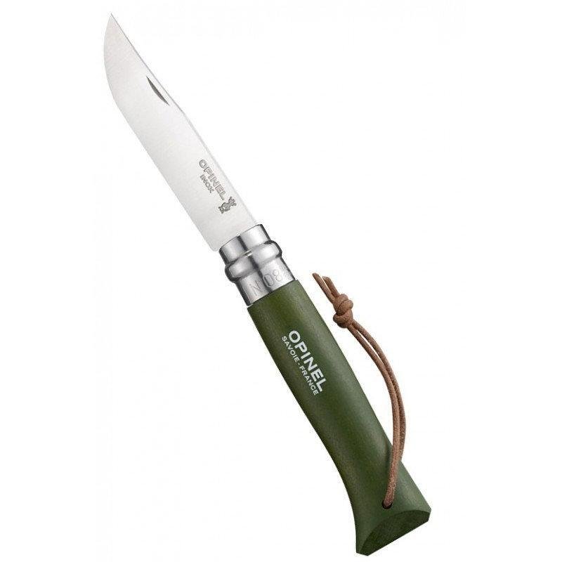 Сгъваем нож Opinel Colour Khaki Green №8 - тъмно зелен, дръжка от бук