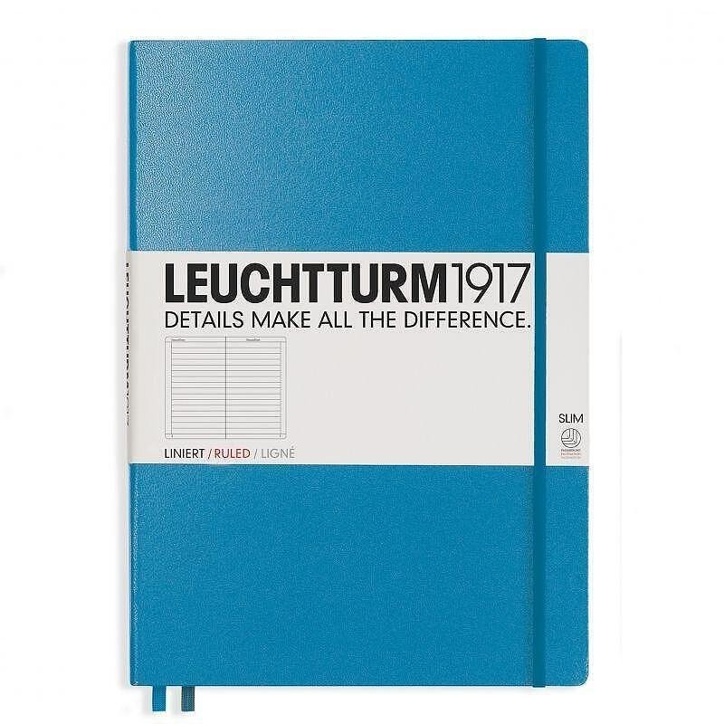 Тефтер А4+ Leuchtturm1917 Notebook Master Slim Nordic Blue, твърда корица, на редове