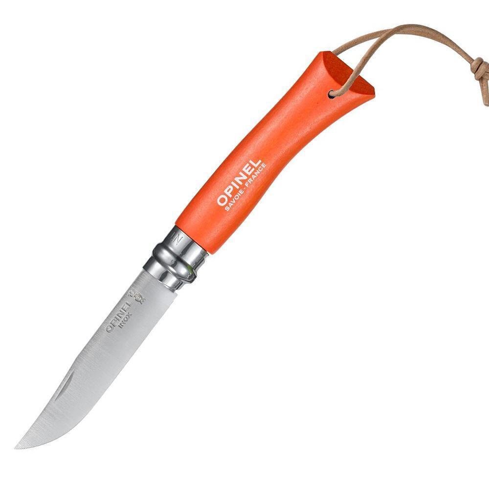 Сгъваем нож Opinel №7 Inox, острие 8 см, бук, оранжев