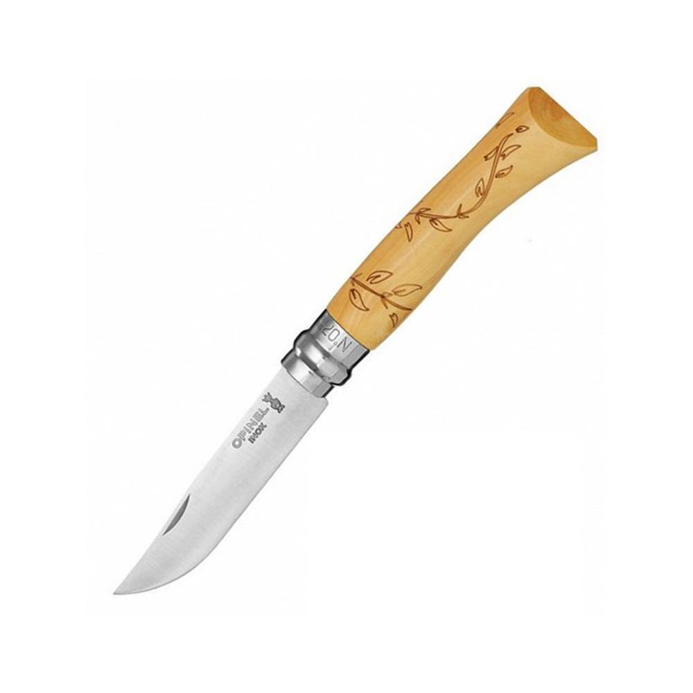 Сгъваем нож Opinel №7 Nature Inox, острие 8 см, дизайн - листа