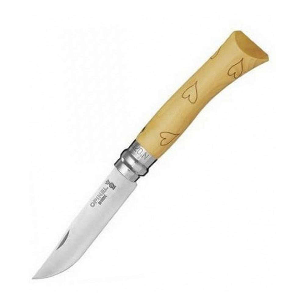 Сгъваем нож Opinel №7 Nature Inox, острие 8 см, дизайн - сърца
