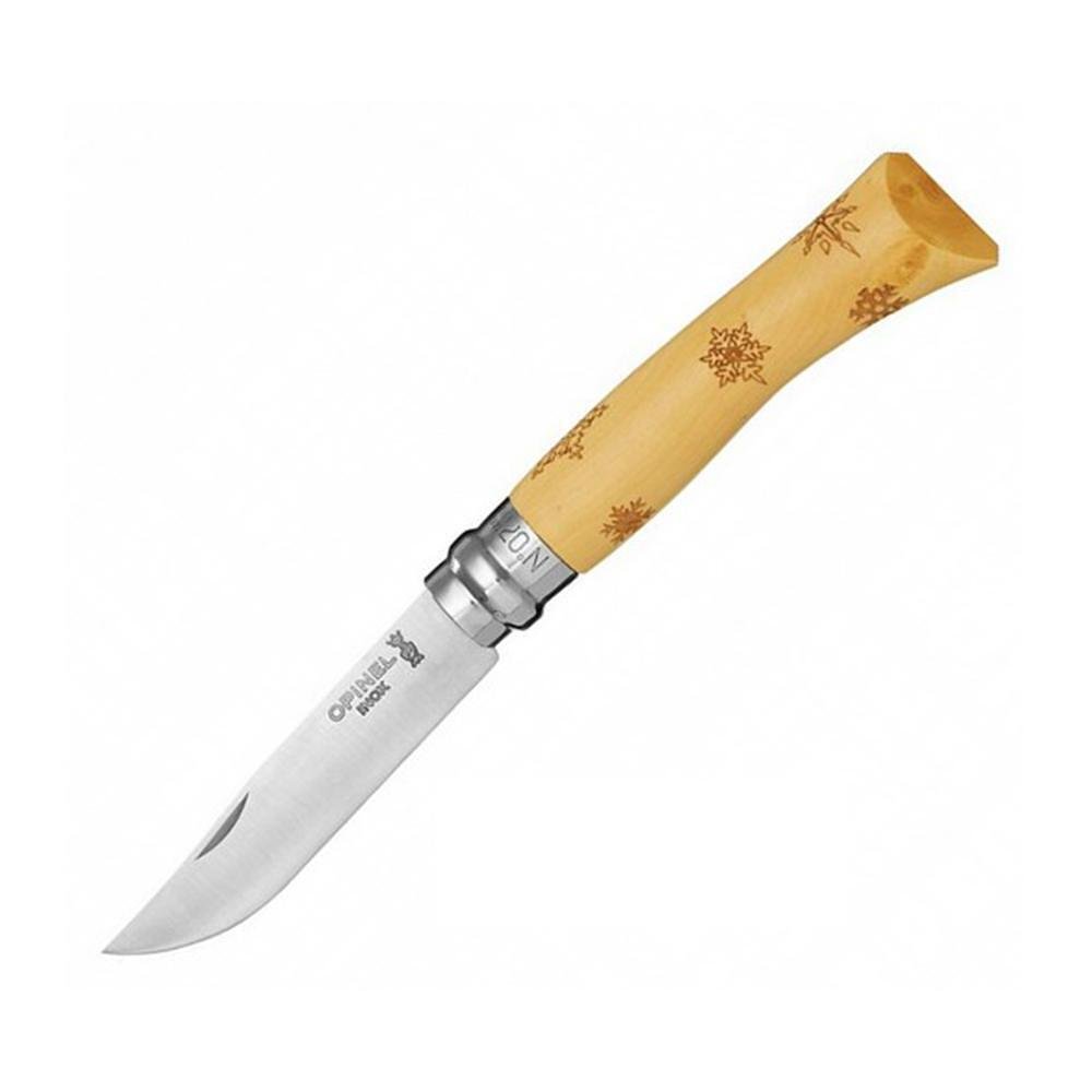 Сгъваем нож Opinel №7 Nature Inox, острие 8 см, дизайн - снежинки