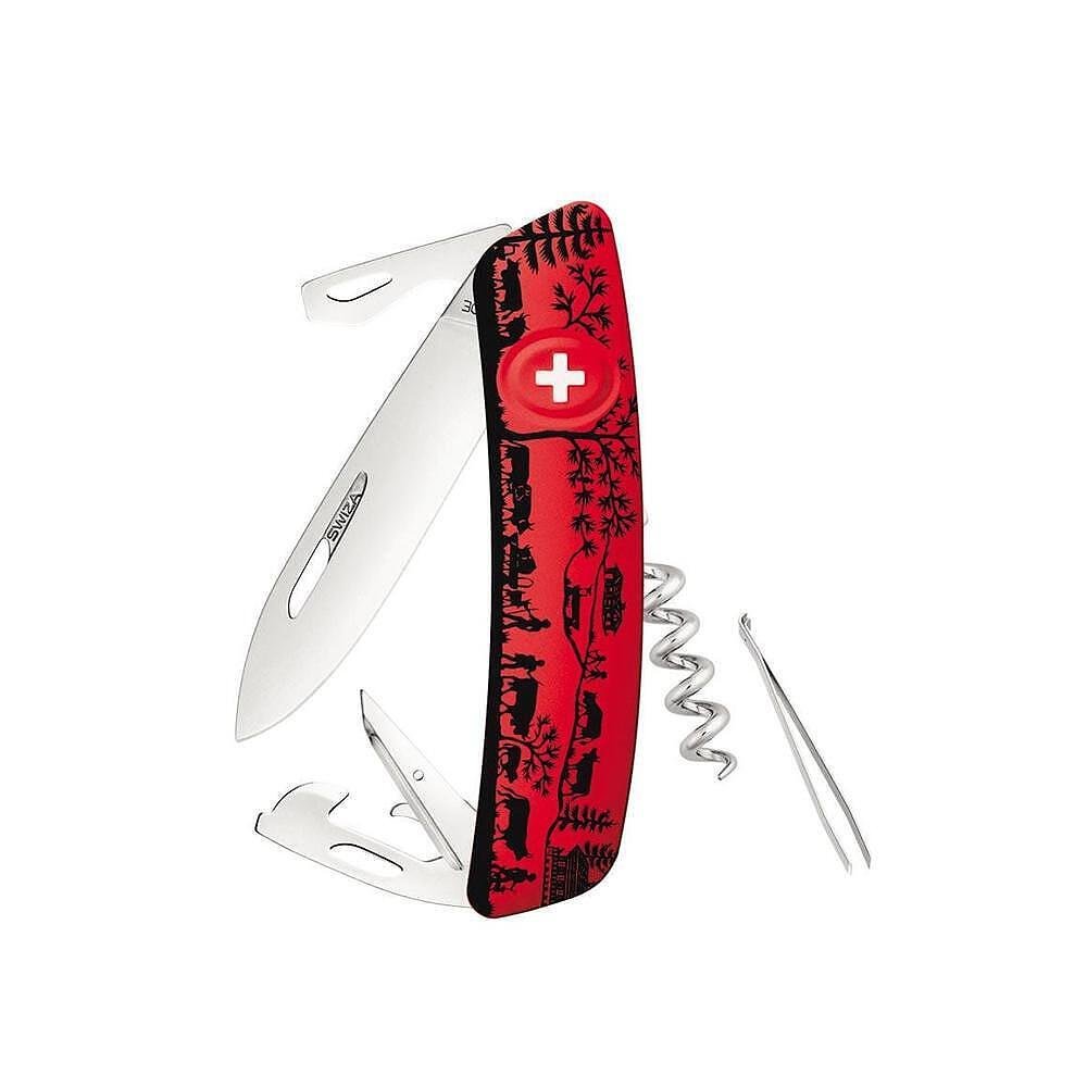 Швейцарско ножче SWIZA - D03 Heidiland Red, 7.5см острие, 11x функции, червено