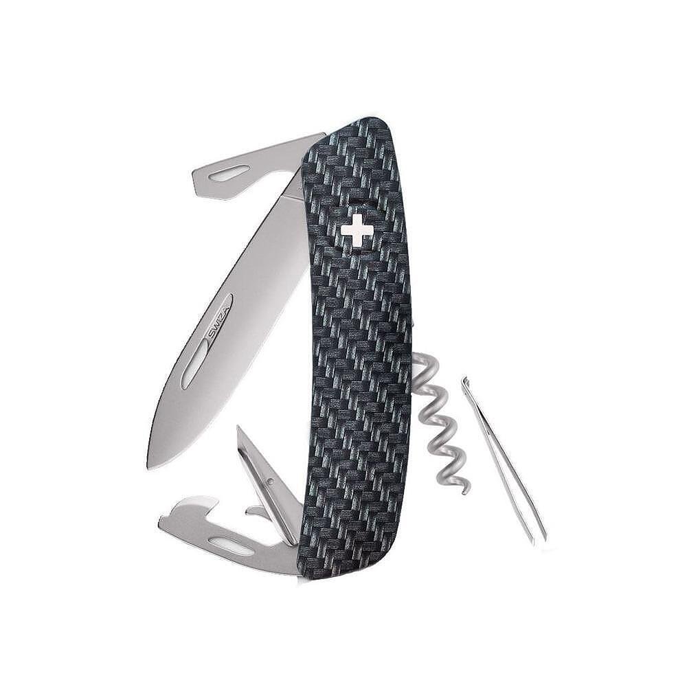 Швейцарско ножче SWIZA - D03 AllMatt Carbon Fiber, 7.5см острие, 11x функции
