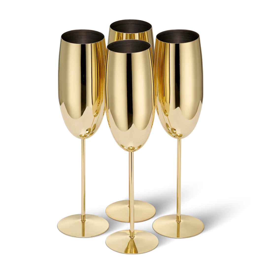 Чаши за пенливо вино Oak&Steel - Gold Flutes, 4x по 285мл, неръждаема стомана, златисти