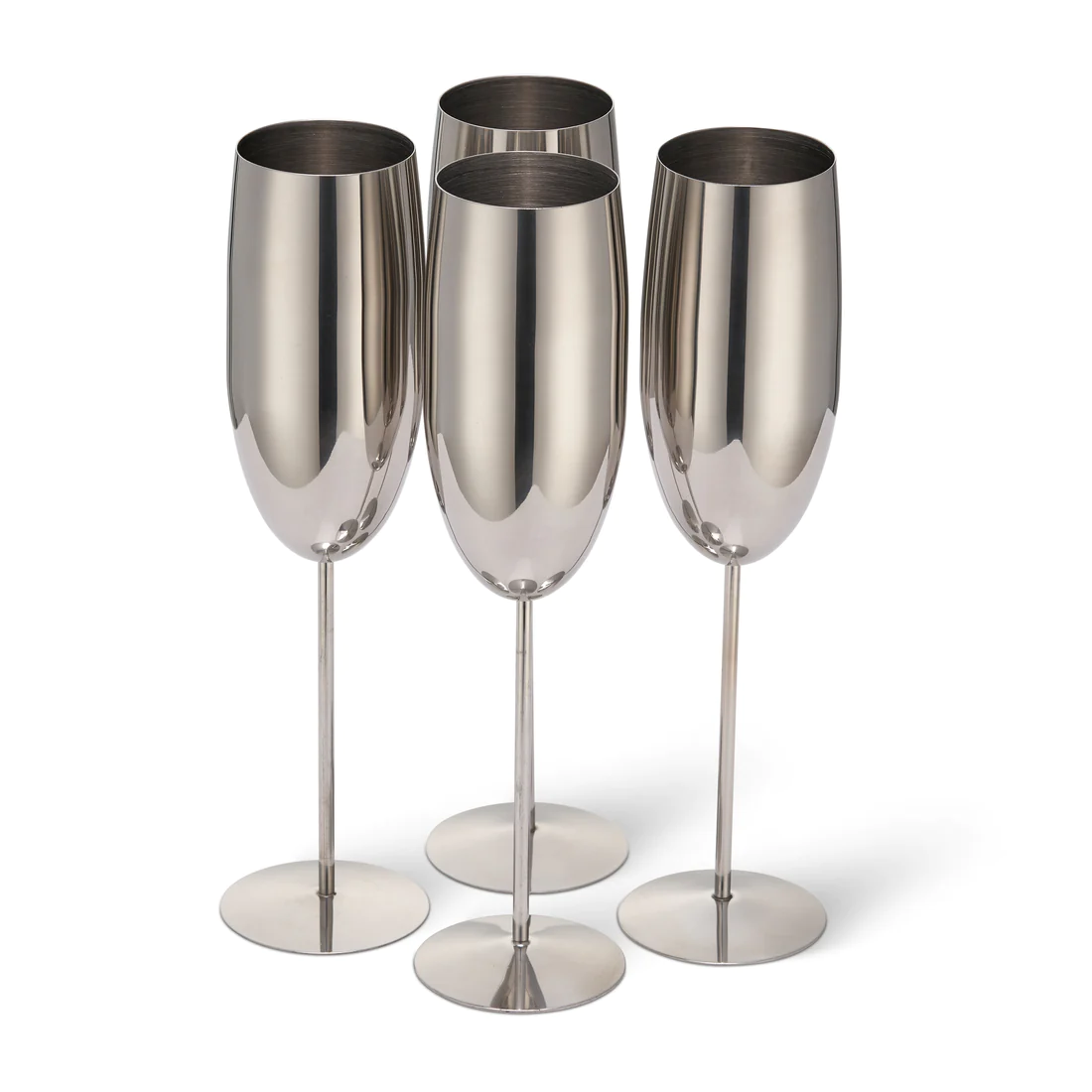 Чаши за пенливо вино Oak&Steel - Silver Flutes, 4x по 285мл, неръждаема стомана, сребристи