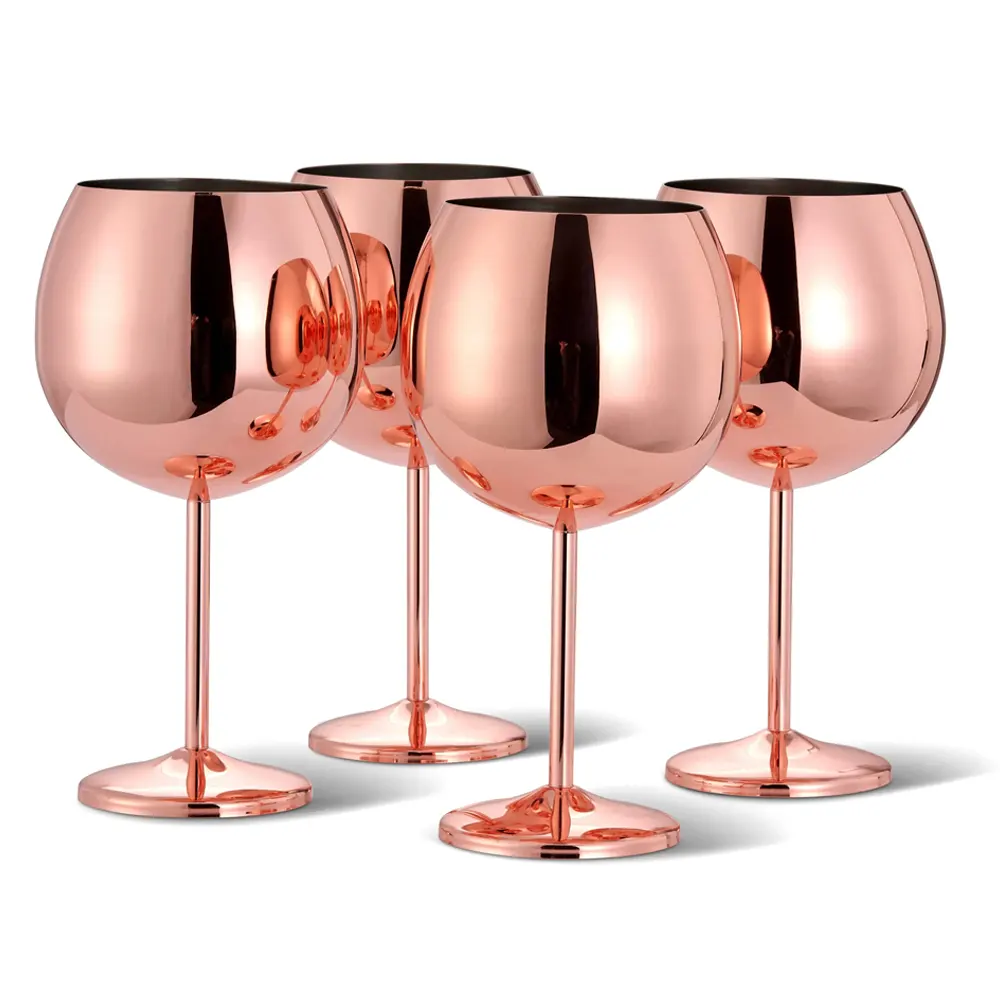 Чаши за джин Oak & Steel - Rose Gold, 4 х 700мл, от неръждаема стомана