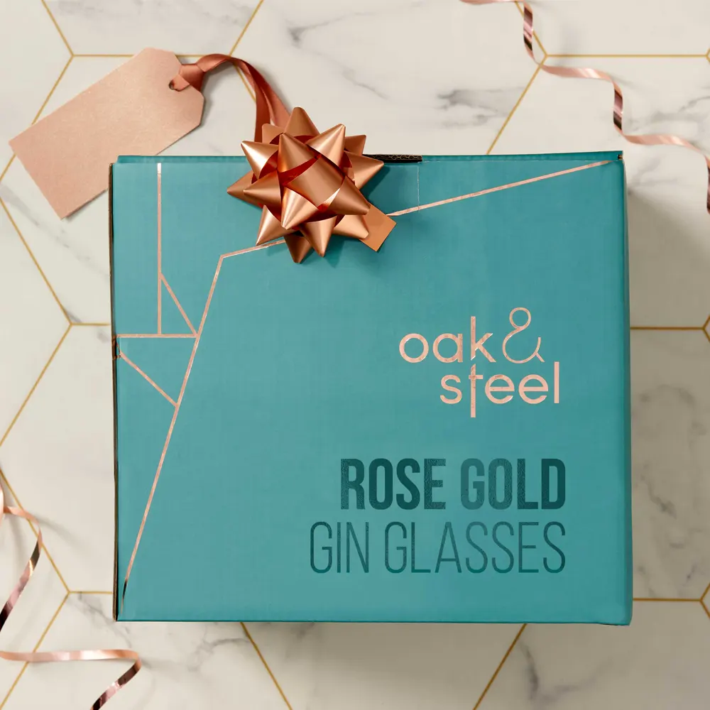 Чаши за джин Oak & Steel - Rose Gold, 4 х 700мл, от неръждаема стомана - 5