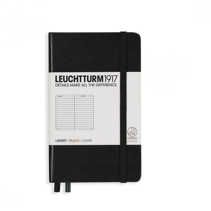 Тефтер А6 Leuchtturm1917 Notebook Pocket Black, твърда корица, на редове
